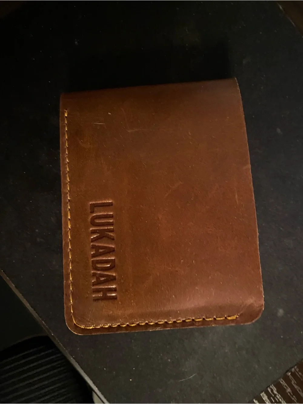 lukadah brown leather bifold wallet